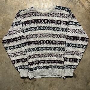 Vintage 90s Sears Beige Pattern Sweater